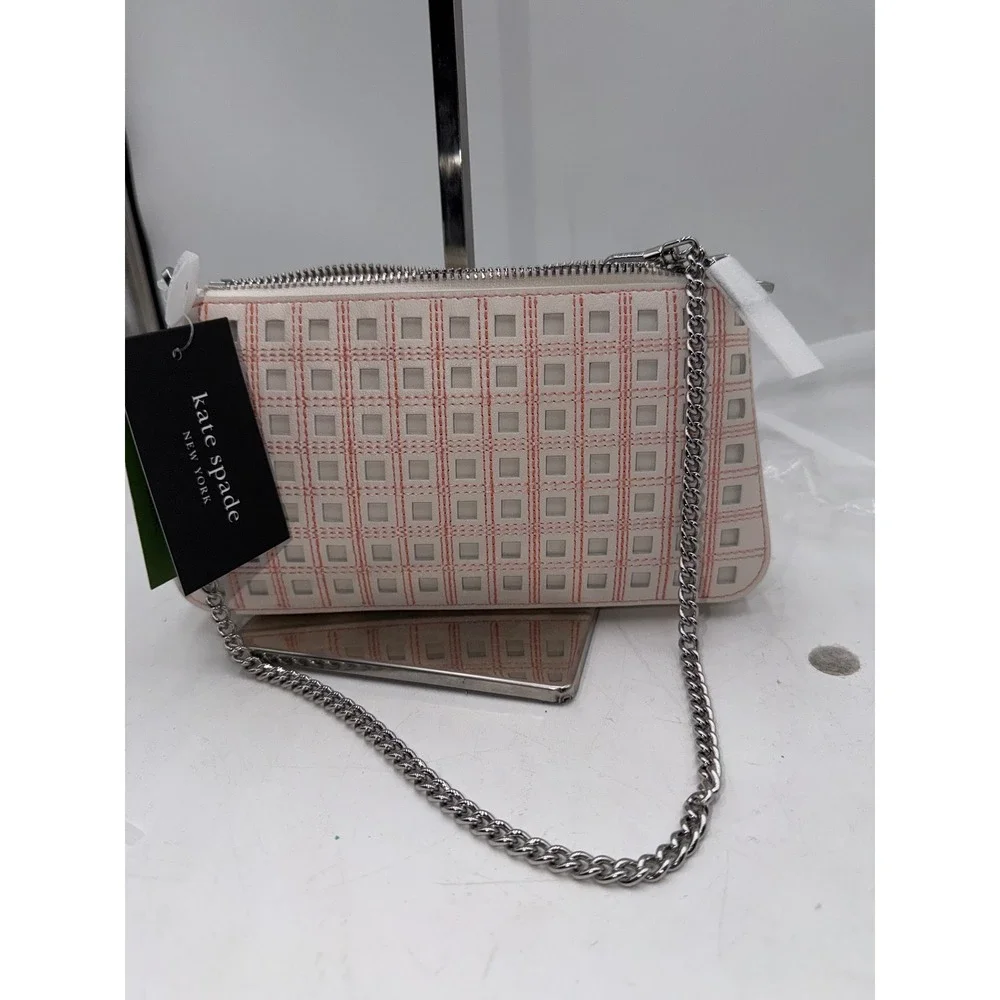 Kate Spade Grace Perforated Fine Leather Crossbody Bag Cream Multi KL581 NEW